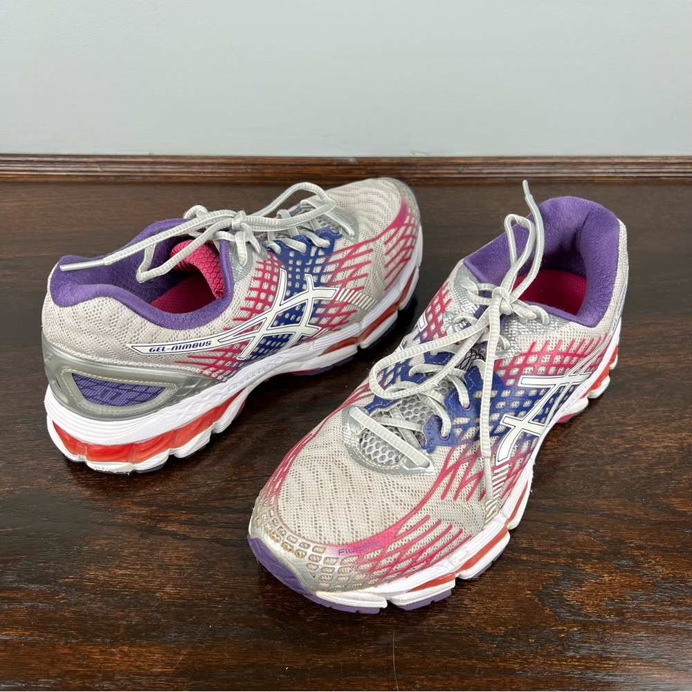 Asics Gel Nimbus 17 Sneakers Womens Running Shoes Size 9 Gray Pink
